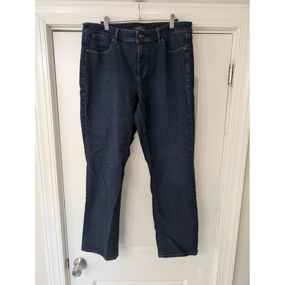 Talbots Flawless Five-Pocket Curvy Straight Leg Jeans Dark Wash Indigo Blue 14